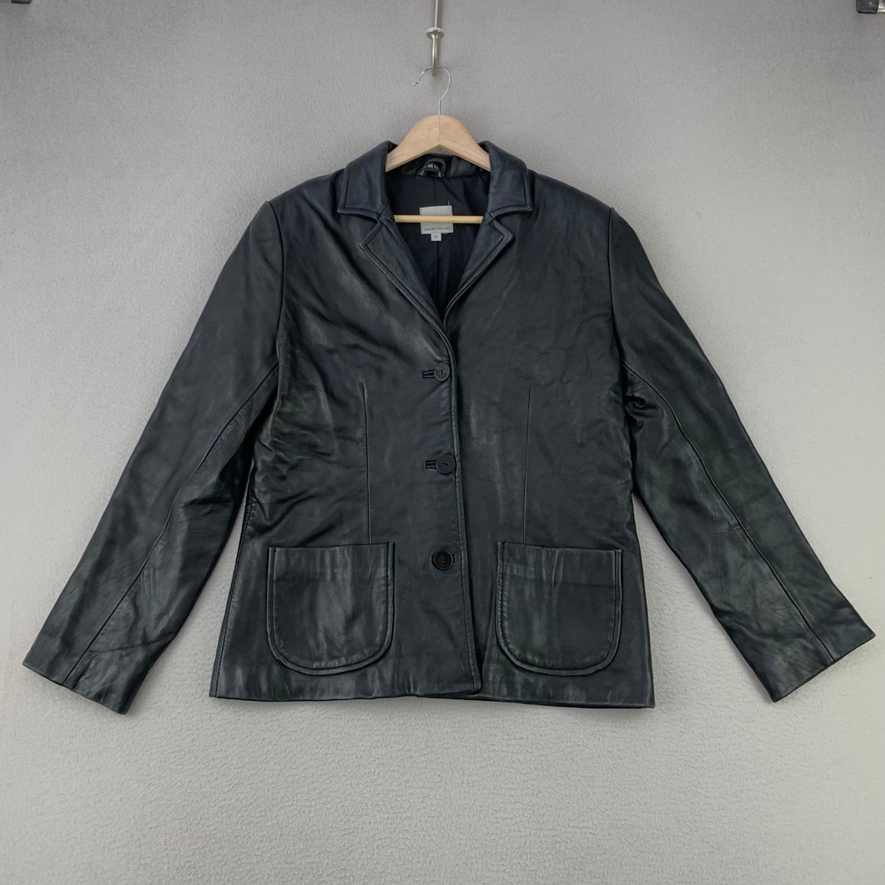 Vintage anonymous Leather Blazer Jacket Women M Black Y2K Moto Biker Grunge Punk